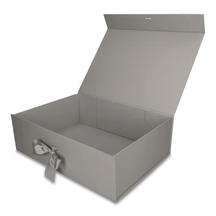 Pudełko Prezentowe Wstążka Silk Touch Szare  245x180x80mm