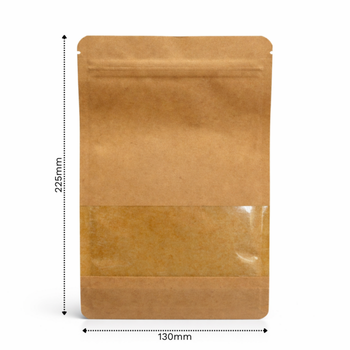 Doypack Papier Kraft 225x130x70 - 500ml - małe okienko -25 szt. - obrazek 2