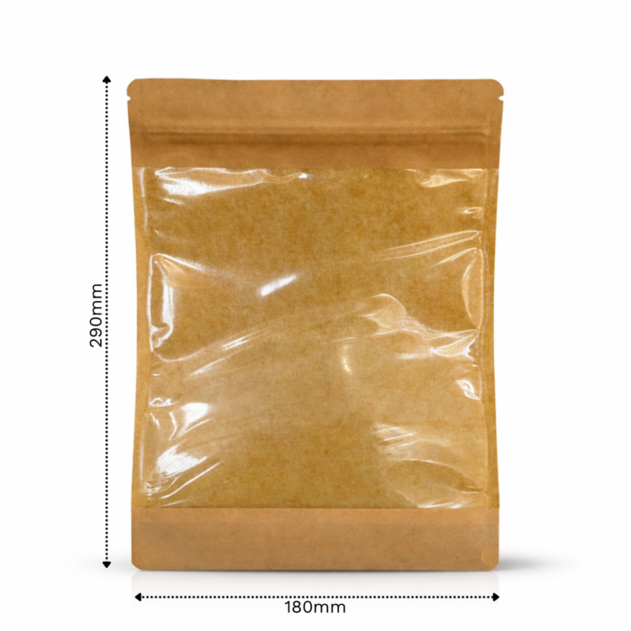 Doypack Papier Kraft 290x180x90 - 1000ml - duże okienko -25 szt. - obrazek 2