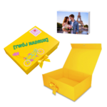 Pudełko Prezentowe Wstążka Silk Touch Żółte 245x180x80mm + nadruk