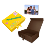 Pudełko Prezentowe Wstążka Silk Touch Brązowe 245x180x80mm + nadruk